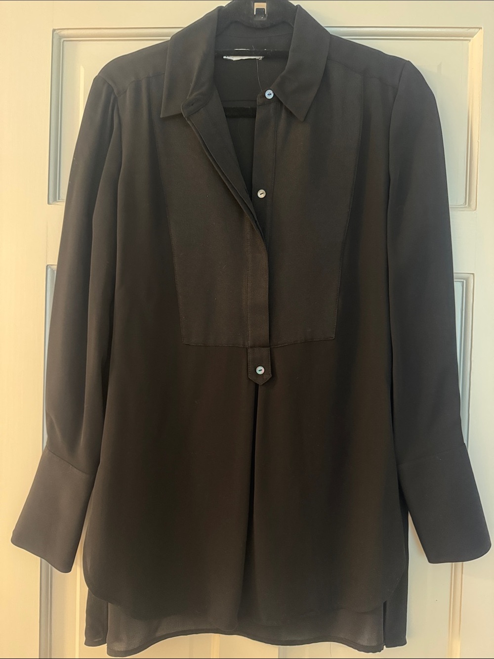 Vince Black Long-Sleeve Silk Blouse